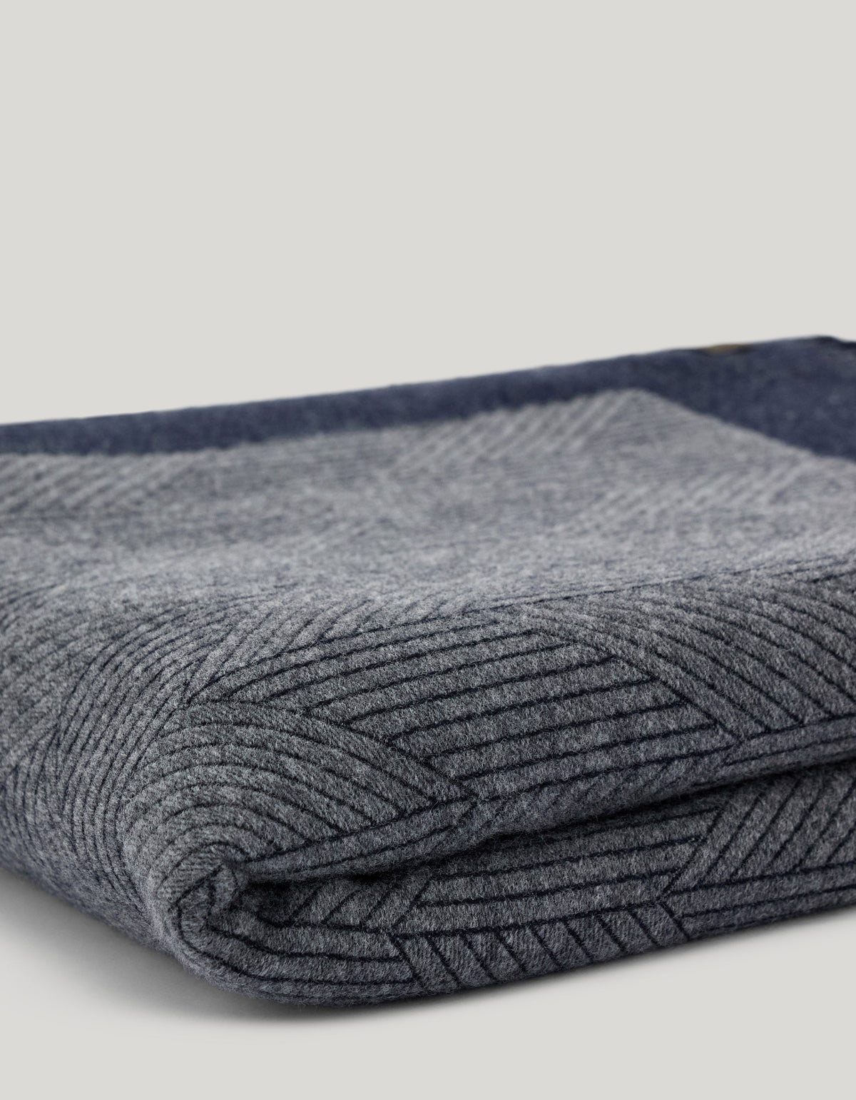 CANALI Grey and Blue Pure Wool Throw Blanket