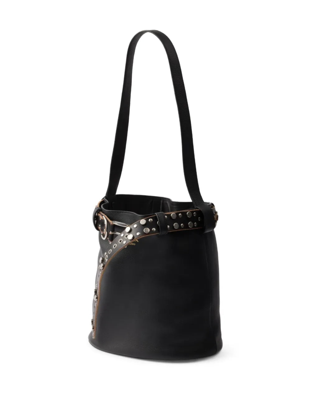 PRADA Leather Belt Bucket Bag