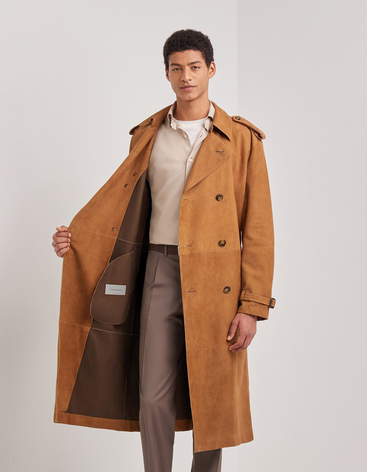 CANALI Lambskin Caramel Trenchcoat
